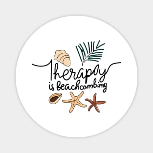 Therapy is Shell Collector Beachcombers - Beachcombing Seashell Collecting Magnet